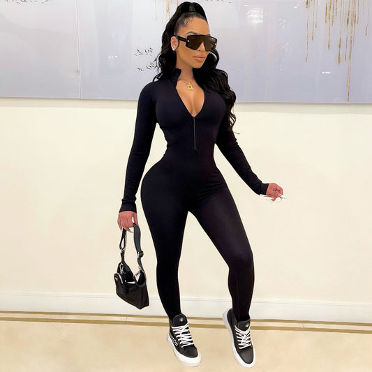 Women's Fashion Sports Tight Long Sleeve Jumpsuit: Style and Performance Combined