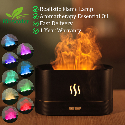 Aroma Diffuser & Air Humidifier with Ultrasonic Cool Mist, LED Flame Lamp, and Essential Oil Diffusion