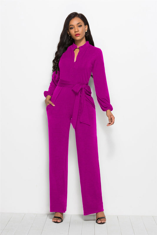 Women's Fashionable Solid Color Wide Leg Jumpsuit: Effortless Style for Any Occasion
